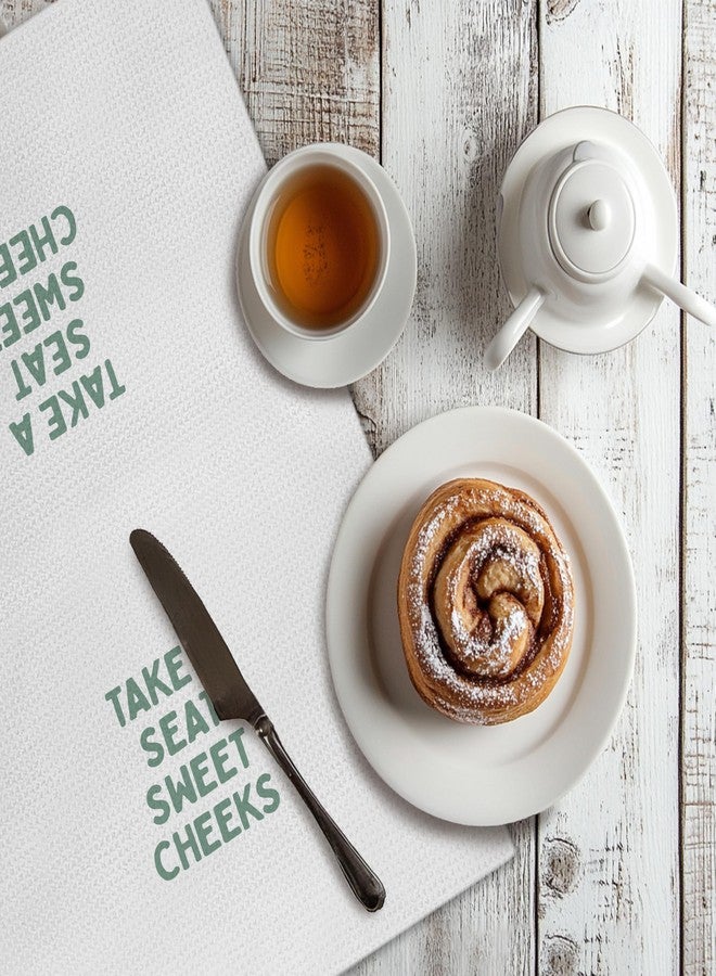 PIUD Sage Green Funny Bathroom Hand Towels, Take a Seat Sweet Cheeks Decorative Hand Towels for Bathroom Washroom Restroom Decor, 16x24 Inch - Image 4